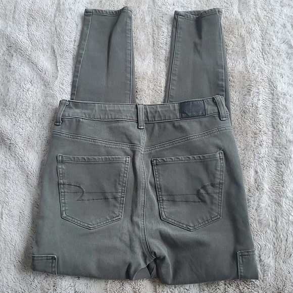 American Eagle Olive Green Moto Sryle Next Level Stretch Highest Rise Jegging 4 - Picture 7 of 7